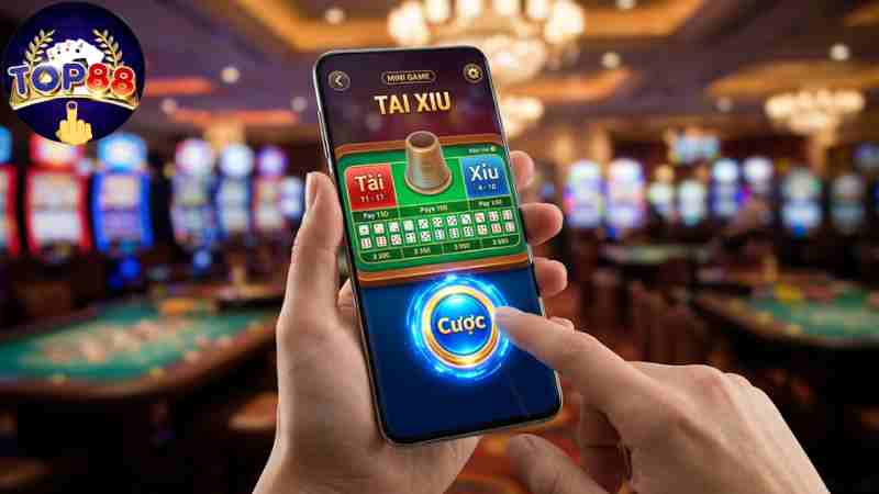 Giao diện sảnh Mini Game Tài xỉu với đồ họa 3D trực quan.