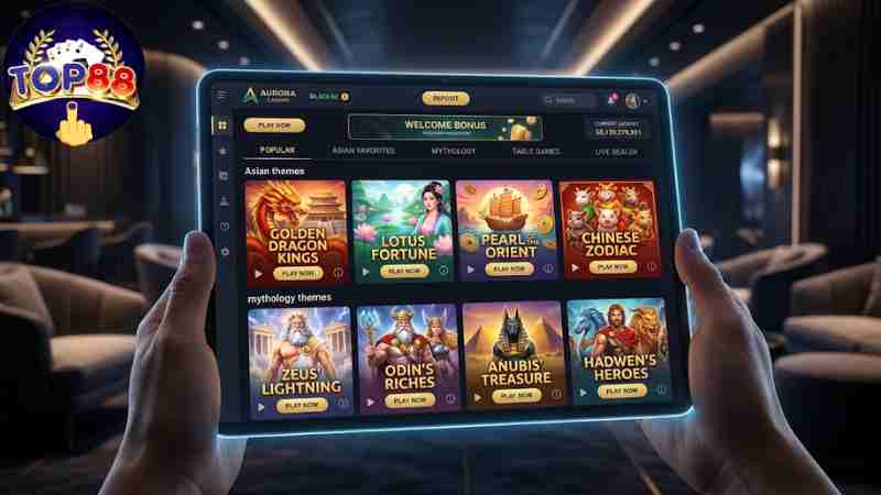 Giao diện sảnh Slot Game rực rỡ với hàng chục siêu phẩm.
